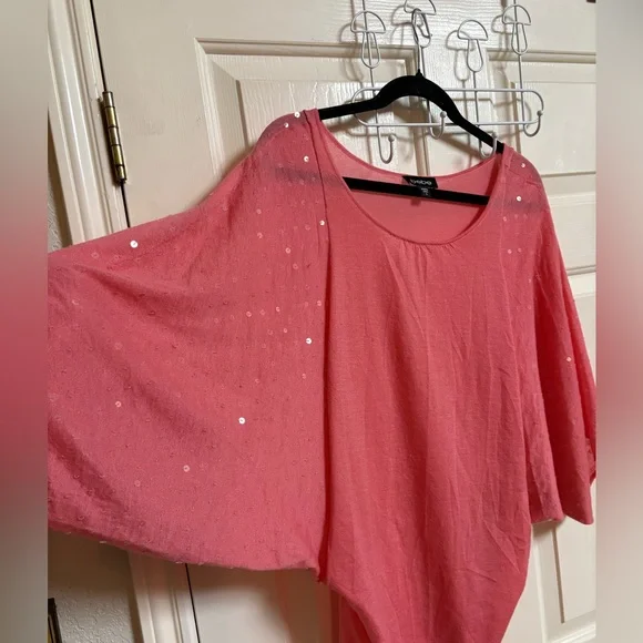VTG Y2K Bebe Sequined 100% Cashmere Pink Bat Wing Sweater - Picture 8 of 8
